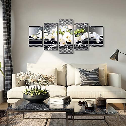5 Piece Wall decor Canvas art for living room Picture Butterfly Orchid Flowers - Image 2