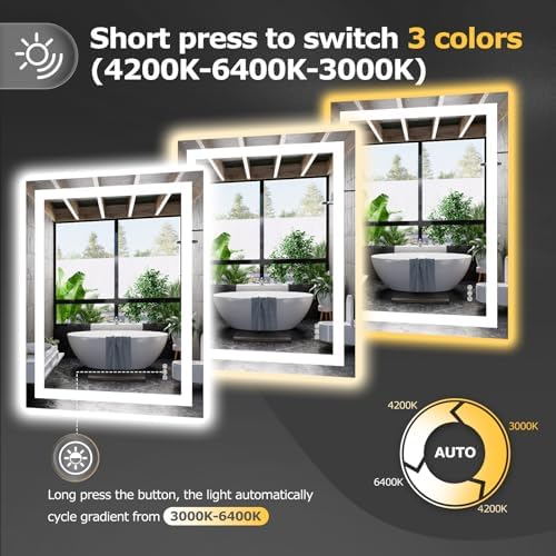 Hivone 28"X36" LED Bathroom Mirror - Image 4