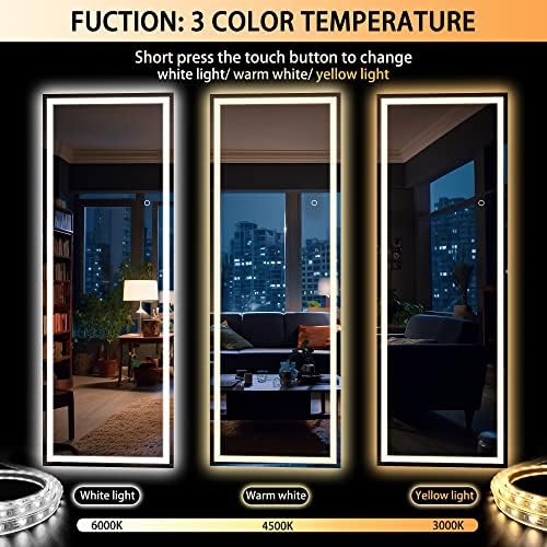 Hasipu Full Length Mirror with Lights, Full Body Dressing Hanging Mounted Mirror - Image 3
