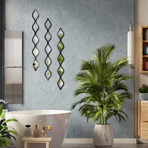 Yulejo 3 Pcs Teardrop Mirror Wall Decor, Narrow Acrylic Black Edge - Image 4