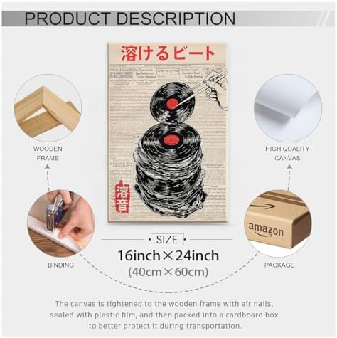 Japanese Vintage Music Poster Retro Newspaper Aesthetic Wall Art Melting Vinyl - Image 2