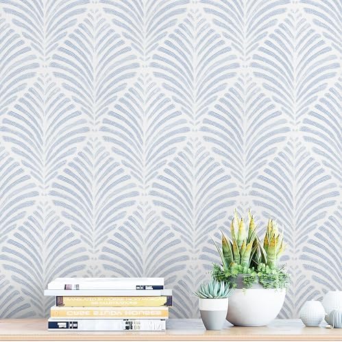 Safiyya Peel and Stick Wallpaper Boho Contact Paper 17.3"x393" Blue Geometric by SAFIYYA