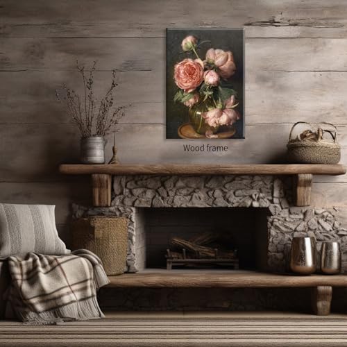 Moody Pink Peony Wall Art Spring Dark Academia Antique Floral Poster 08x10 inch - Image 5
