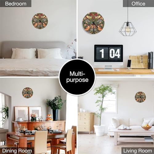 William Morris Wall Clock 12 Inch Silent Non Ticking Clock Wooden, Vintage - Image 4