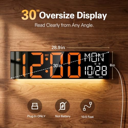 JALL 30" Oversized Digital Wall Clock - Image 2