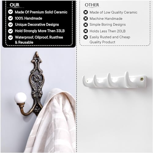 Indian Shelf 1 Piece White Ceramic Double Wall Hooks - Image 5
