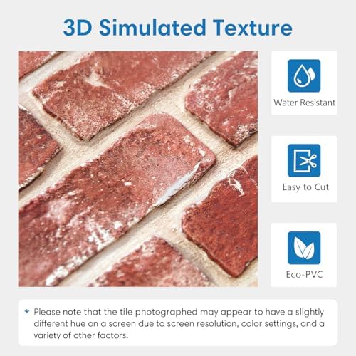 COMSTICKC 3D Peel and Stick Faux Brick Wall Stickers, Ultra-Light - Image 4