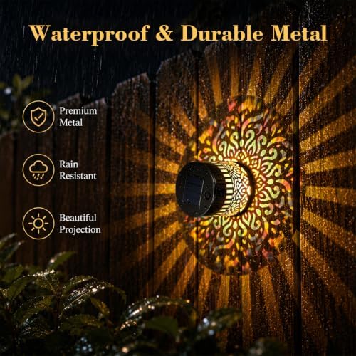 Solar Mandala Projection Wall Light, Waterproof Solar Fence Lamp - Image 2