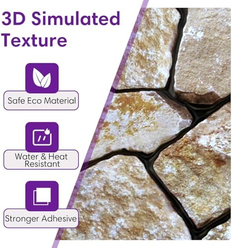 3D Peel and Stick Faux Stone Wall Panels 11.8" x 11.8" 10-Pack - Image 3