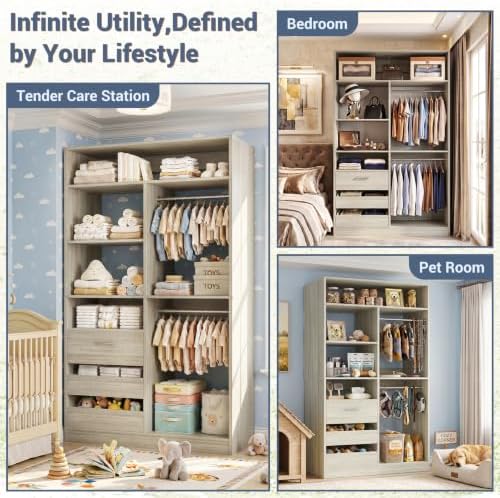 iSunirm 3FT Closet System with 6 Shelves, Wood Walk-in Closet with Closed & 2 - Image 5