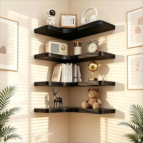 Floating Corner Shelves, Wall Shelf Set of 4, Shelves - Image 7