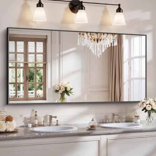YIROMAN Bathroom Mirror 60"x30", Large Matte Black Bathroom Mirror by Unknown