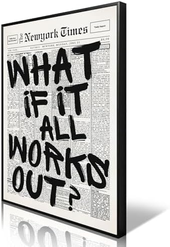 What If It All Works Out Canvas Wall Art, Positive Affirmations Wall Decor by Enlaizhude