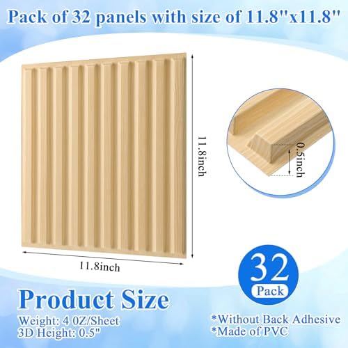 Nuanchu 32 Pcs 3D Wall Panels, Natural Oak - Image 2