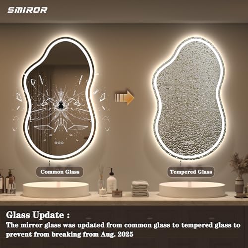 SMIROR 40x24 Irregular Led Lighted Bathroom Vanity Mirror - Image 5