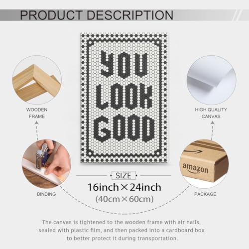 Black and White Quotes Wall Art Trendy Minimalist You Look Good Poster 16x24 - Image 2