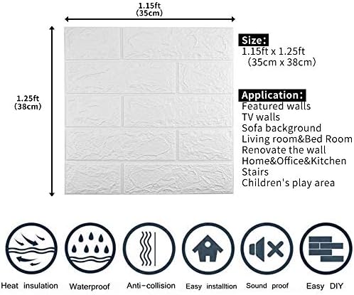 3D Wall Panels Peel and Stick, 14.5 Sq Ft Coverage Faux Brick - Image 3