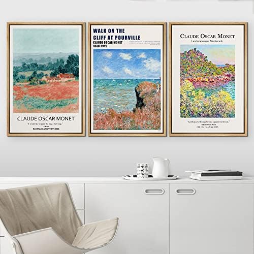 MUDECOR Framed Wall Art Print Set Walk on The Cliff at Pourville by Claude - Image 2