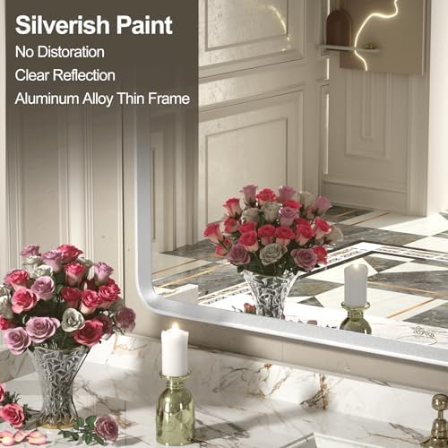 55x30 Silver Bathroom Mirror - Image 3