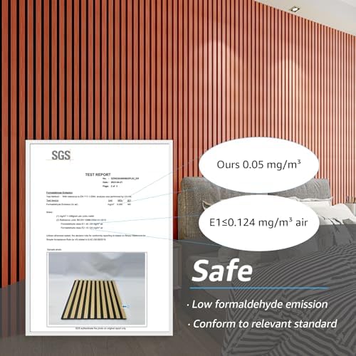 Art3d 4-Pack Fluted Acoustic Wood Slat Wall Panel, 107 x 8 Inch - Image 6