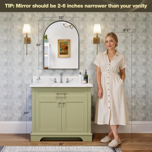 Brightify Arched Mirror, Arched Wall Mirror, 22 x 30 Inch Black Arch Mirror - Image 2