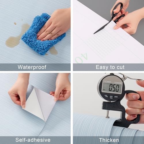 Light Blue Grasscloth Peel and Stick Wallpaper Linen 24"x394" - Image 3