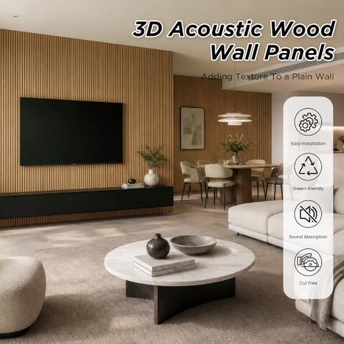 SMARTSTANDARD Wood Fluted Acoustic Wall Panels, Classic Oak - Image 2