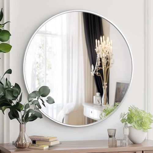 Oruii Large Round Mirror, 30 inch White Circle Mirror - Image 7