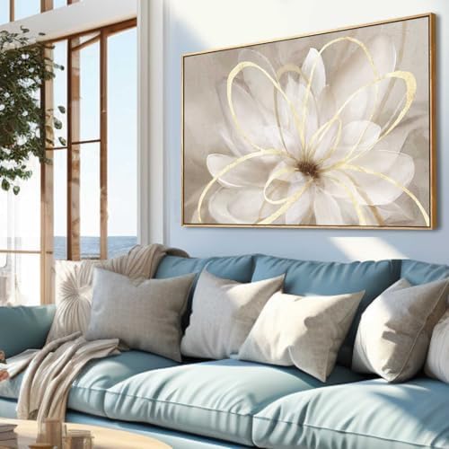 SOUGUAN White Flower Picture Gold Botanical Paintings - Image 3