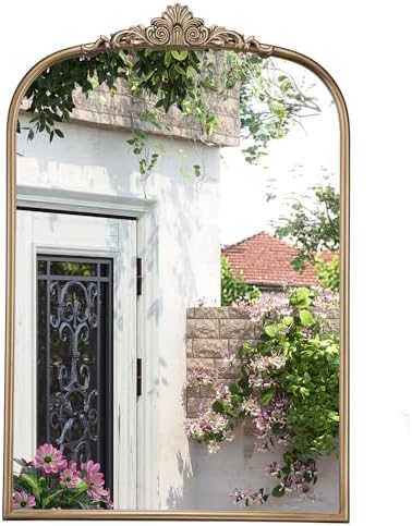 30" x 40" Antique Gold Mirror, Vintage Gold Arched Mirror by Mestikits