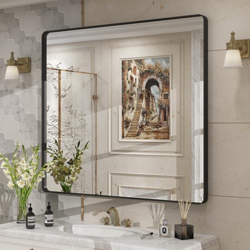 40x36 Inch Black Metal Framed Bathrrom Mirror by CHARMOR