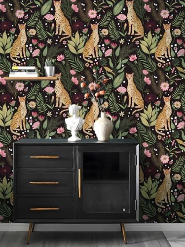 Floralplus Black Leopard Wallpaper Peel and Stick Wallpaper Removable Vintage - Image 2