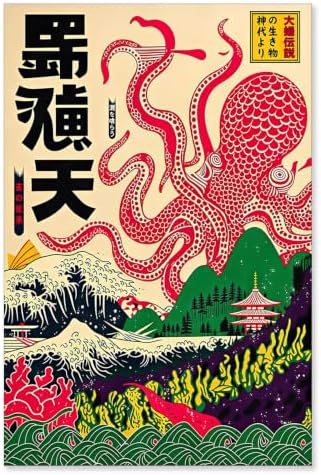 Unframed Giant Octopus Japanese Myth Canvas Wall Art 12x16in by Unknown