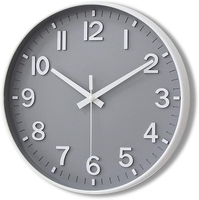 HZDHCLH Grey Wall Clock 12 Inch Silent Non Ticking Clock by HZDHCLH