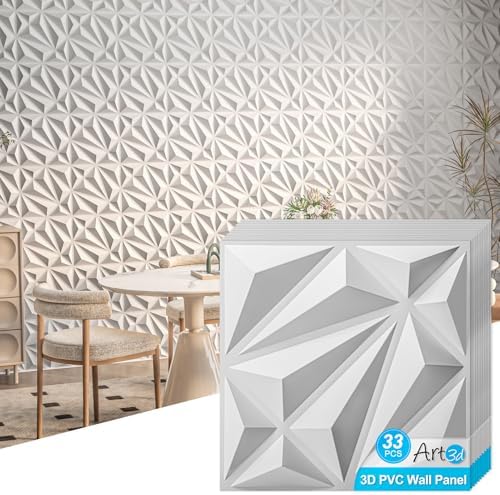 Art3d Diamond Textured 3D Wall Panels, 11.8 x 11.8 in by Art3d