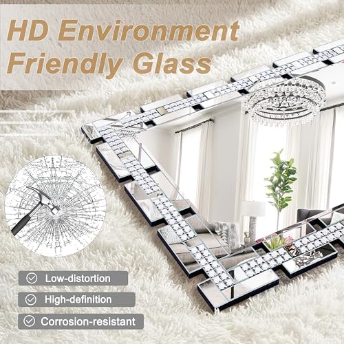 Chende 36" x 47" Crystal Large Wall Decor Mirror - Image 3