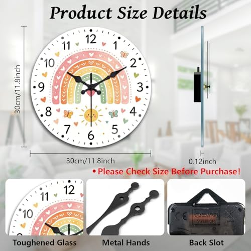 peacoblue Bohemian Rainbow Wall Clocks Battery Operated - Image 2