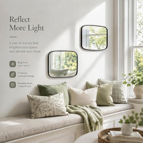2 Pack Rounded Square Wall Mirror, Aesthetic Curved Edge Vanity Mirror - Image 7