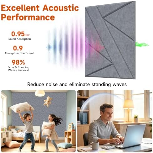 TO-TH Sound Proofing Wall Panels Self-Adhesive Acoustic Panel 12 Pack - Image 3