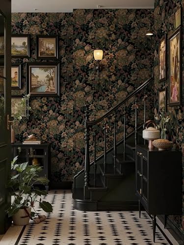 Dimoon Vintage Wallpaper Peel and Stick Archival Dark Green Floral Wallpaper - Image 6