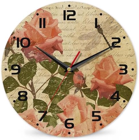 Wall Clock, Vintage Flowers by DEMACYA