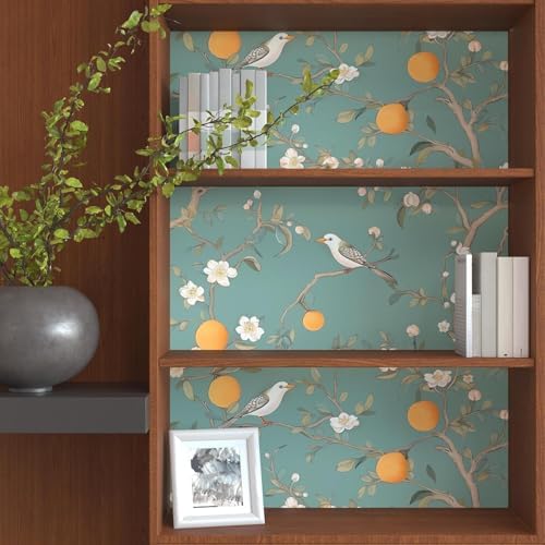 Laatse Vintage Green Bird Floral Wallpaper Peel and Stick 17.5"x393" - Image 5