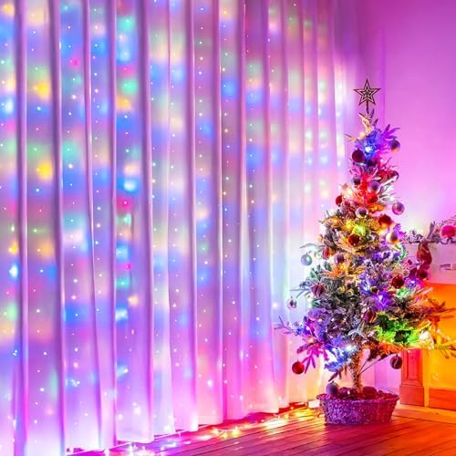 Minetom Curtain Lights, 300 LED Dimmable Twinkle Fairy Lights, 8 Modes - Image 2