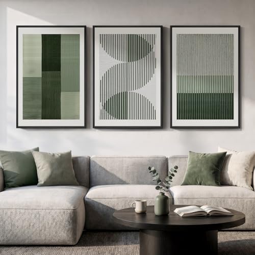 Large Framed Sage Green Abstract Wall Art by Cuspin