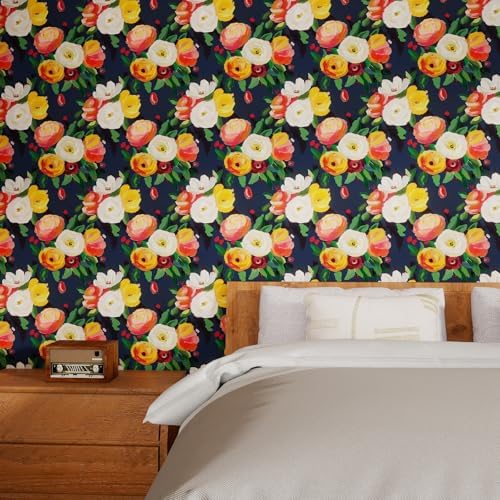 17.7" x 118" Boho Floral Peel and Stick Wallpaper Vintage Flower Contact Paper - Image 2