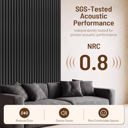 Amsleekey 4-Pack 94.5″x12.6″ Acoustic Wood Slat Wall Panels, 8 Hooks - Image 6