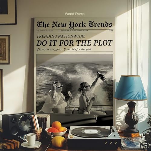 Trendy Newspaper Canvas Wall Art 20x30in Wooden Framed Black And White Prints - Image 3