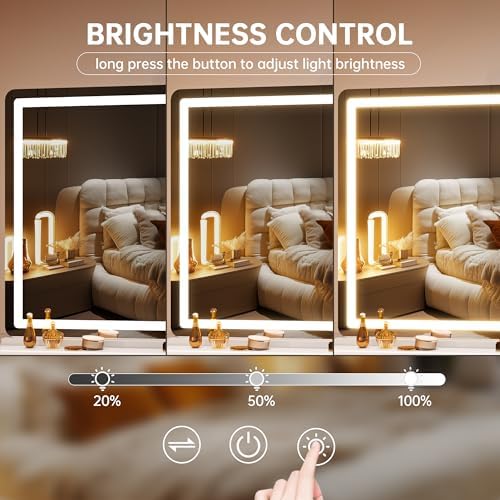 Hasipu Vanity Mirror with Lights, 50.2" x 34" LED Makeup Mirror, Lighted Makeup - Image 4