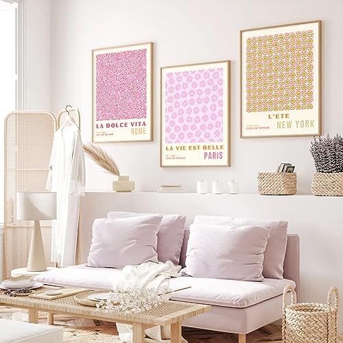 Pink Flower Market Wall Art Decor Aesthetic Abstract Canvas Floral Minimalist - Image 4