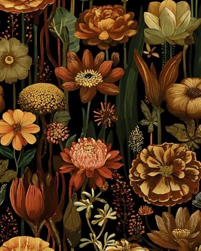 BOKEBEVE Wildlife Floral Wallpaper Peel Stick Vintage Brown 17.5 x 118In by BOKEBEVE